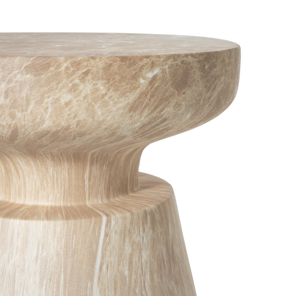 English Elm Christopher Knight Home® - Outdoor Elegant Travertine Side Table In Gold – Sculptural Pedestal Design For Indoor/Outdoor Use N773P283497G