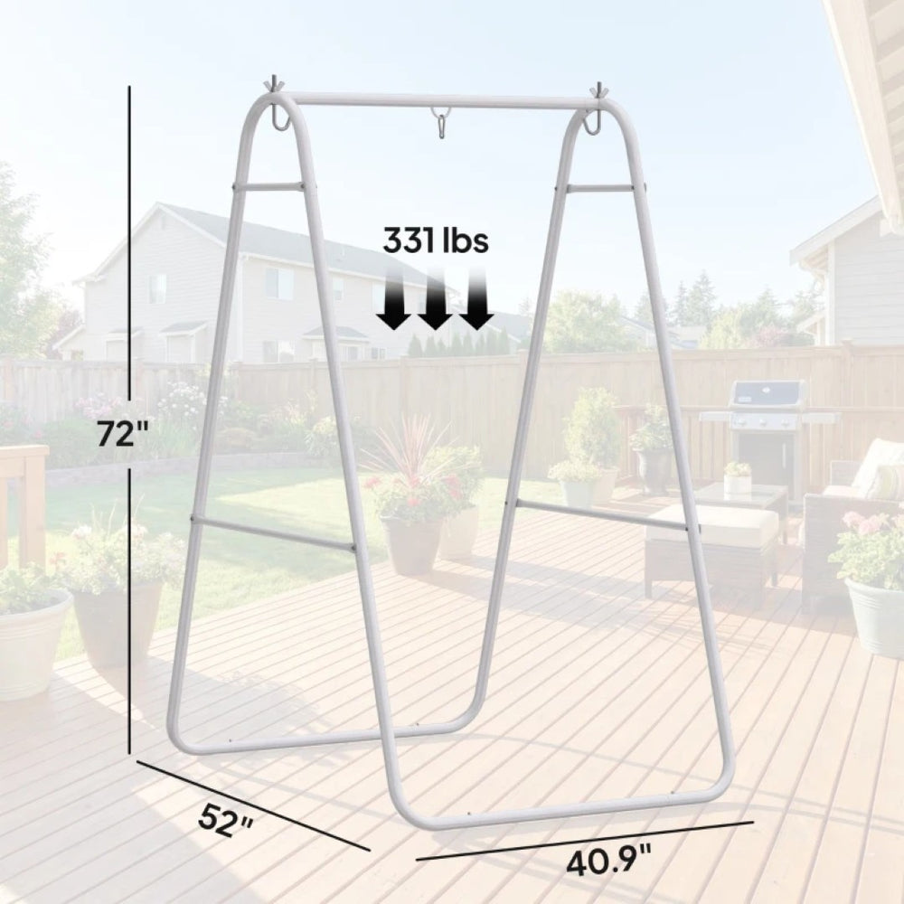 English Elm Egg Chair Hammock Stand Heavy Duty Steel a Frame Outdoor Patio Swing Support White T3971P476142