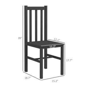 English Elm Set of 4 Solid Pine Dining Chairs with Slatted High Back for Farmhouse Kitchens T3971P429494
