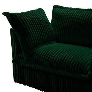 English Elm Slipcovered 4-Seater Sofa In Soft Green Corduroy - Extra Deep, Modular, And Comfy For Living Rooms! W3041S00084-GIGA