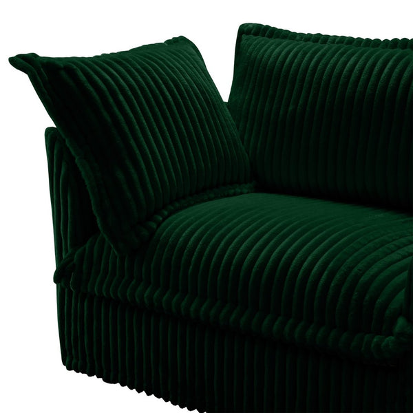 English Elm Set Of 2 Slipcovered Armchairs - Cozy Green Corduroy Accent Chairs With Plush Pillows For Any Space W3041S00078-GIGA