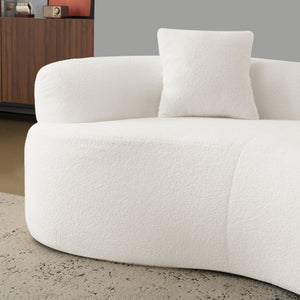English Elm 66.93 Curved Loveseat 73" Heart-Shaped Teddy Velvet Sofa Full Foam & Spring Support, No-Assembly Cozy Compact White W3612P332115