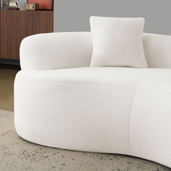 English Elm 66.93 Curved Loveseat 73" Heart-Shaped Teddy Velvet Sofa Full Foam & Spring Support, No-Assembly Cozy Compact White W3612P332115