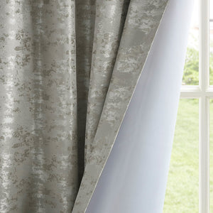 English Elm Jacquard SunSmart Cassius Total Blackout Curtain Panel with Marble Sheen, Noise-Reducing, Energy-Saving Privacy Grey+Silver 3.05 L x 10.63 W x 9.84 H B03599814