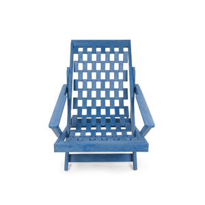 English Elm Pinecrest Outdoor Folding Lounge Chair Recycled Hdpe Reclining Patio Seat with Cushion Blue B2745P409691