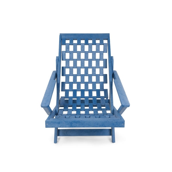 English Elm Pinecrest Outdoor Folding Lounge Chair Recycled Hdpe Reclining Patio Seat with Cushion Blue B2745P409691