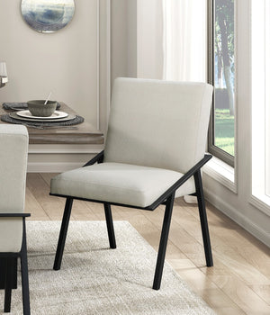 English Elm Black Metal Base Side Chairs Set of 2 - Cream Upholstery, Modern Dining Accent Seats, 21x36 inches B011P285337