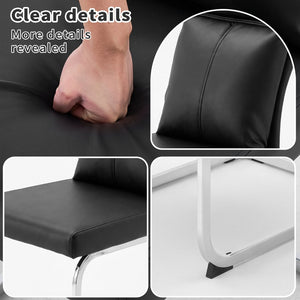 English Elm Dining Chair Set of 2 Faux Leather Chrome Base Ergonomic Contemporary Kitchen Seating Black W3851P453162