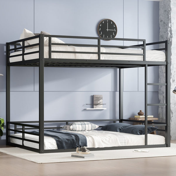 English Elm Metal Queen Over Queen Bunk Bed – Space-Saving Design For Teens & Adults, No Box Spring Needed, Black W1580S00140