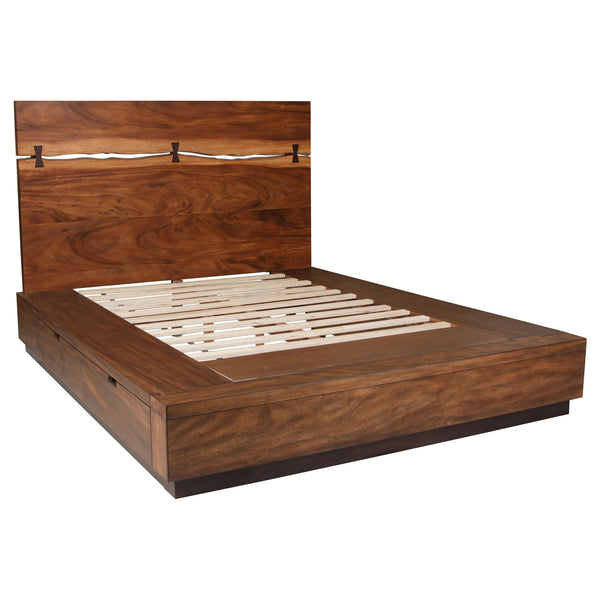 English Elm Mallory Smokey Walnut Queen Storage Platform Bed - Stylish, Durable Mahogany Design With Hidden Storage B062S00821