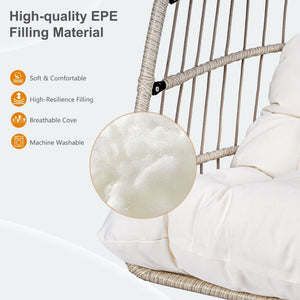 English Elm Outdoor Rattan Egg Swing Chair – Stylish Off-White Hanging Chair With Cushions & Durable Frame W2500P364236-GIGA