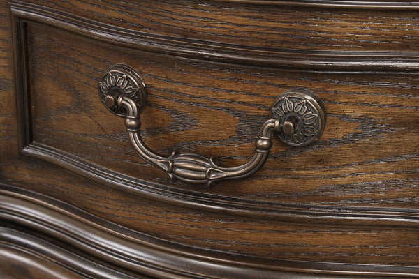 English Elm Traditional Dark Brown Nightstand Oak Veneer Dovetail Drawers Usb Charging Bedroom B2741P435896
