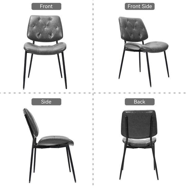 English Elm Dining Chairs Set Of 2 - Modern Ergonomic Design In Dark Gray Pu Leather For Dining & Living Spaces T3950P394502