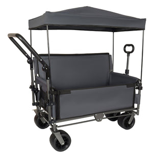 English Elm 3-in-1 Folding Wagon with Canopy Bench Seat 500lb All Terrain Heavy Duty Cart Gray W2932P354212