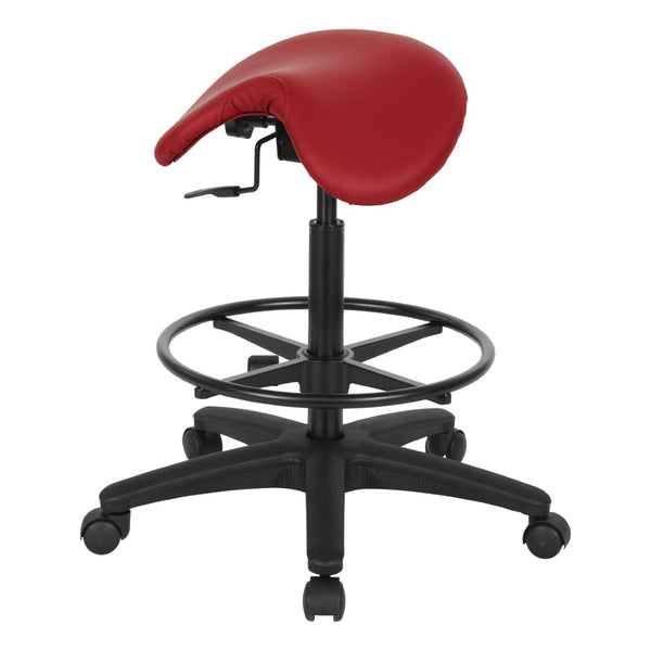 OSP Home Furnishings Backless Saddle Stool Ergonomic Pneumatic Height Adjustable Office Studio Task Seating Dillon Lipstick ST205-R100