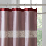 Madison Park Serene Transitional Faux Silk Embroidered Floral Shower Curtain MP70-644 Red