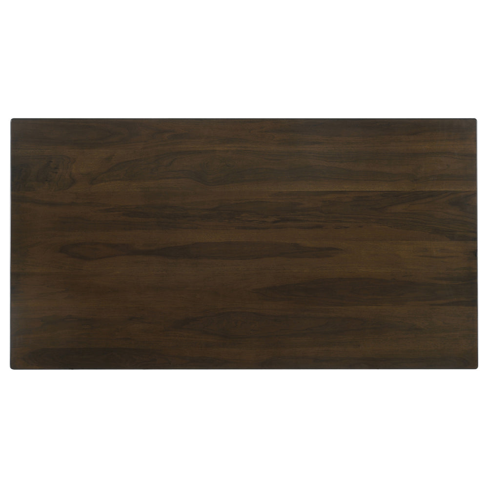 English Elm Wes Dark Walnut 80" Rectangular Dining Table — Mid-Century Modern Tapered Legs, Sleek Grain Finish B062S00876