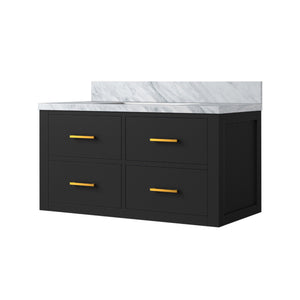 English Elm Black Single-Sink Vanity With Luxurious Carrara Marble Top, Solid Wood, Soft-Close Hardware B2731P257952