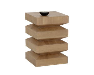 Sunpan Cormac End Table - Handcrafted Solid Acacia Wood with Unique Textures for Stylish Living Spaces Rustic Oak