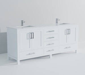 English Elm White Double Bath Vanity With Cultured Marble Top, Chrome Faucet & Ample Storage For Modern Elegance B2731P259124-GIGA