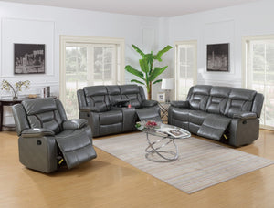 English Elm Modern Power Reclining Sofa Set Leatherette Upholstered Living Room Gray 3 Piece B011S02442