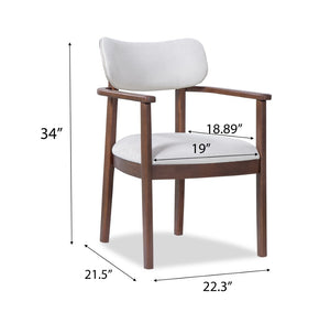 English Elm Indoor Beige Upholstered Dining Chairs Set of 2 Rubberwood Frame for Modern Kitchens Walnut N772P389535W