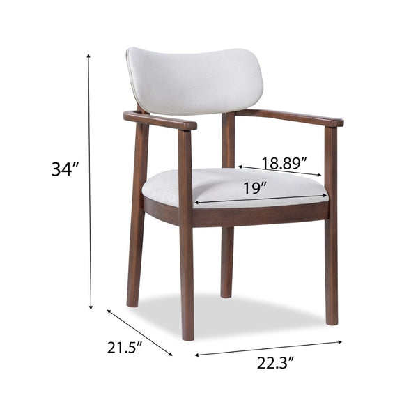 English Elm Indoor Beige Upholstered Dining Chairs Set of 2 Rubberwood Frame for Modern Kitchens Walnut N772P389535W