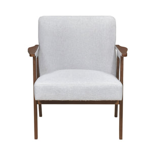 English Elm Modern Mid-Century Accent Chair Walnut Frame with Textured Linen Upholstery and Cushioned Seat Comfortfulness Gray 26.5 L x 23.5 W x 10 H B011P308031