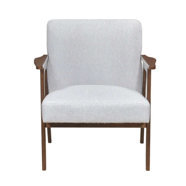 English Elm Modern Mid-Century Accent Chair Walnut Frame with Textured Linen Upholstery and Cushioned Seat Comfortfulness Gray 26.5 L x 23.5 W x 10 H B011P308031