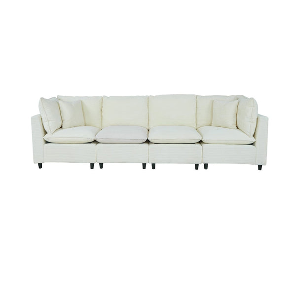 English Elm 2163bg-4p,left,right,middle*2 Modular Corduroy Sectional Sofa with Deep Cushioned Seating W308S00147