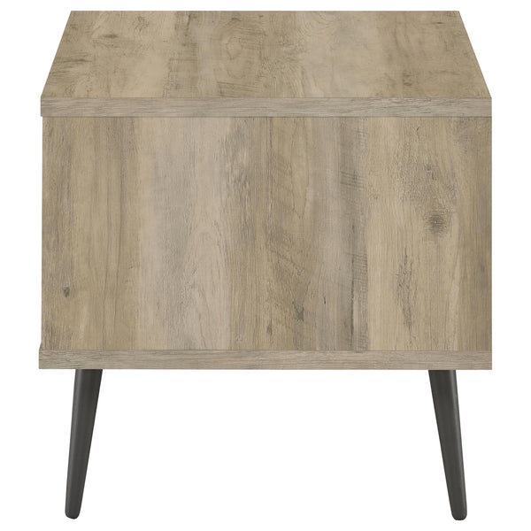 English Elm Balboa Distressed Pine 2-Piece Coffee & End Table Set with Gray Drawer, Open Cubby, Tapered Legs B062S01311