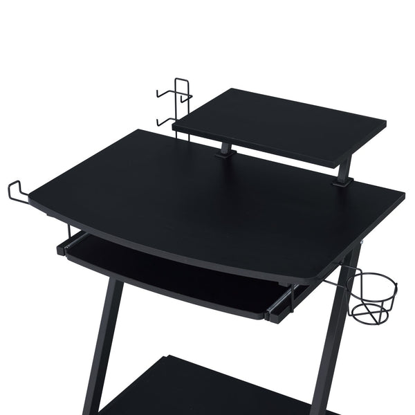 English Elm Black Gaming Desk With Ergonomic Keyboard Tray & Open Storage – Perfect For Home Offices & Gamers! B062P209330