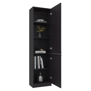 English Elm Kudai Tall Narrow Wenge Storage Cabinet Five Open Shelves Modern Minimalist Design B128P485419
