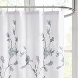 Madison Park Magnolia Modern/Contemporary Floral Printed Burnout Shower Curtain MP70-6421 Aqua