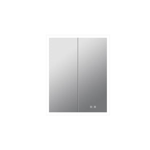 English Elm Mesa Double Door Led Medicine Cabinet with Defogger Aluminum Frame Bathroom Storage B2731P478359