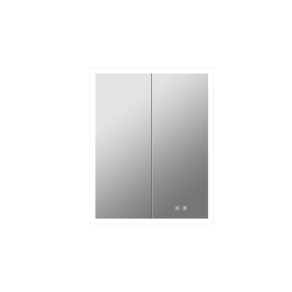English Elm Mesa Double Door Led Medicine Cabinet with Defogger Aluminum Frame Bathroom Storage B2731P478359