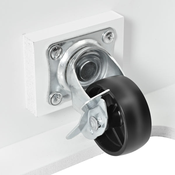 English Elm K&K Convertible 55.7" Folding Kitchen Island Cart with Power Outlet, Spice Rack, 5 Wheels, Multi-Use White N707P186617W