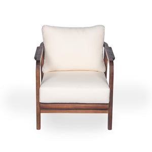 English Elm Christopher Knight Home® - 28" Outdoor Lounge Chair With Woven Backrest, Solid Wood Frame, Plush Cushions For Elegant Relaxation N767P255015D