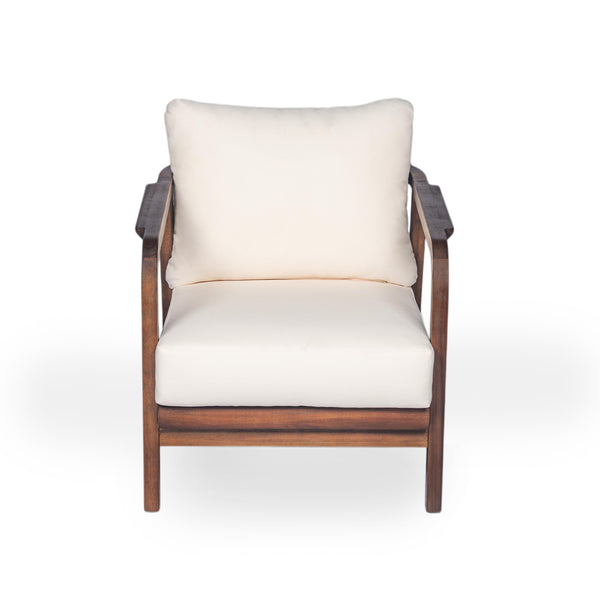English Elm Christopher Knight Home® - 28" Outdoor Lounge Chair With Woven Backrest, Solid Wood Frame, Plush Cushions For Elegant Relaxation N767P255015D