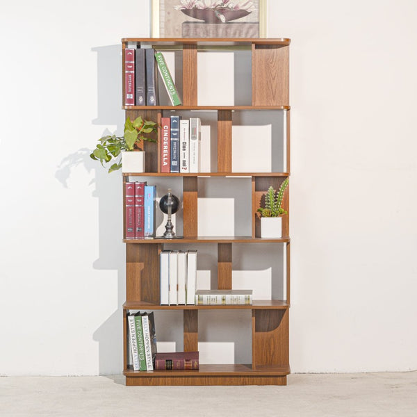 English Elm 31.5" Tall 5-tier Mdf Bookcase Slim Open Shelving Unit for Office Bedroom Living Room Dark Oak W2899P444153