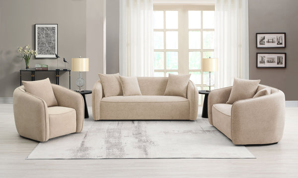 English Elm Keith Beige Chenille 3PCS Living Room Set — Elegant Beige Sofa, Loveseat & Chair with Premium Foam Cushions B2726S00190
