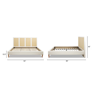 English Elm Jennifer Taylor Home - Toscana King Platform Bed - Elegant Upholstered Cane Back Design In Antique White For Versatile Style B2719P385737