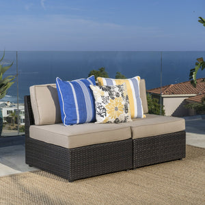 English Elm Santa Cruz Outdoor Wicker Sectional Armless Chair Set with Plush Weather Resistant Cushions Dark Brown 52976.00IRN