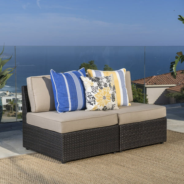 English Elm Santa Cruz Outdoor Wicker Sectional Armless Chair Set with Plush Weather Resistant Cushions Dark Brown 52976.00IRN