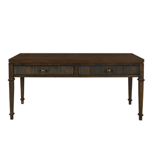 JLA Home Martha Stewart - Fluted two-drawer coffee table with fluted faces, antique-brass knobs & dark brown veneer finish MT120-1192