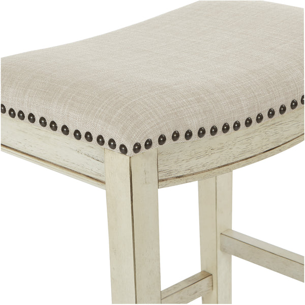 OSP Home Furnishings Saddle Stool 30" - Set of 2 Beige / Antique White