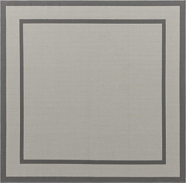 Unique Loom Outdoor Border Border Machine Made Border Rug Gray, Gray/Silver 6' 1" x 6' 1"