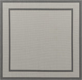 Unique Loom Outdoor Border Border Machine Made Border Rug Gray, Gray/Silver 6' 1" x 6' 1"