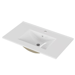 English Elm 32-inch Ceramic Drop-in Bathroom Sink Glossy Rectangular Basin for Modern Vanity W3151P264909