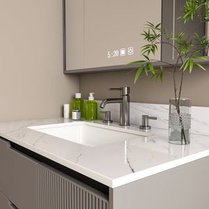 English Elm 37 Inch Marble Vanity Top – Elegant Bianco Carrara Stone With Undermount Sink & Pre-Drilled Holes W2700P194075